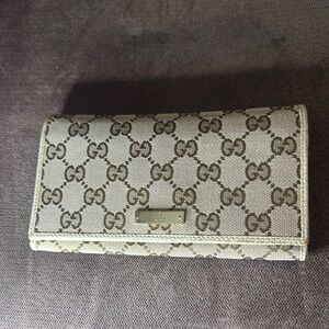 Gucci Cream and Brown Monogram Wallet